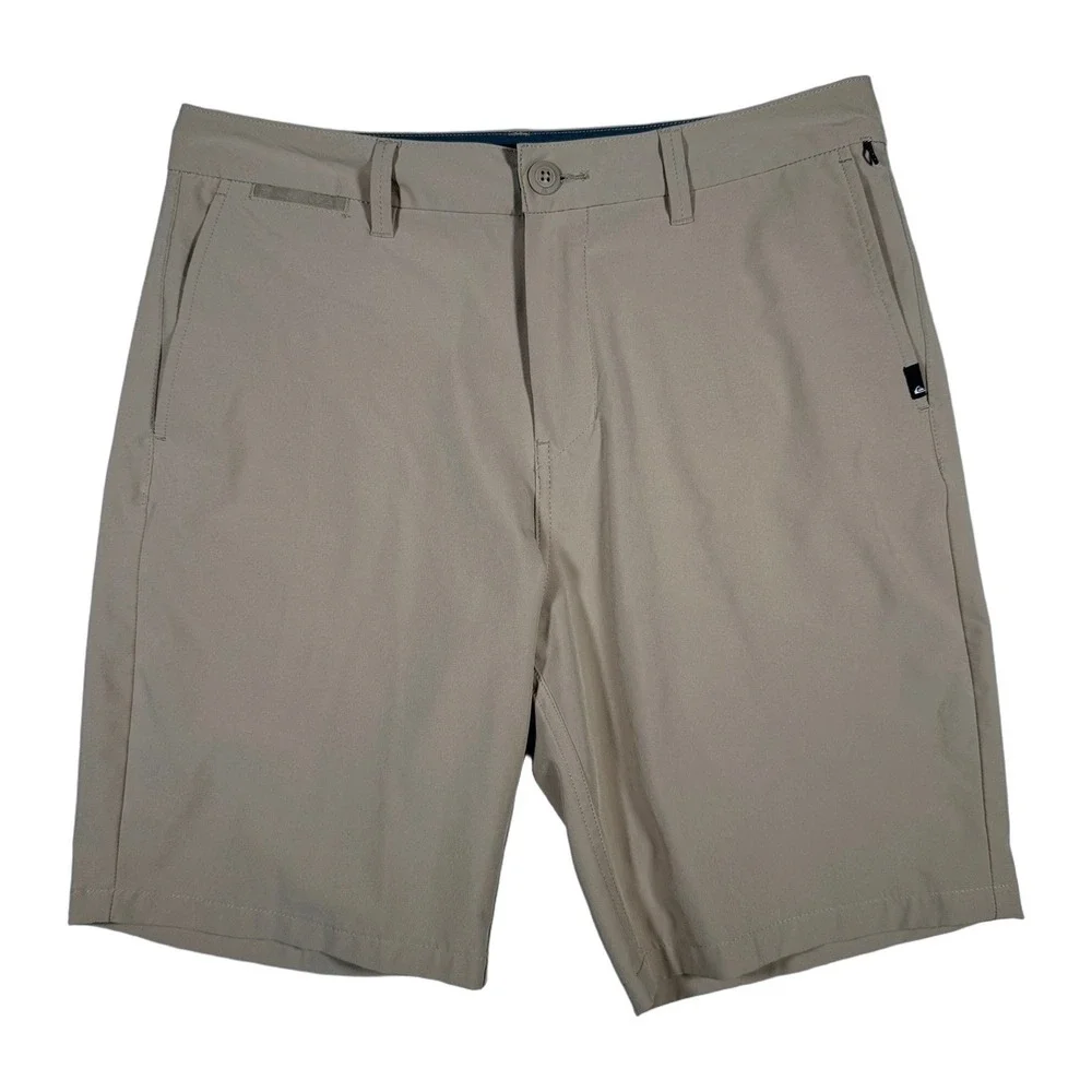 Quiksilver Amphibian Shorts Mens Size 32 Khaki 4 Way Stretch Quick Dry Shorts